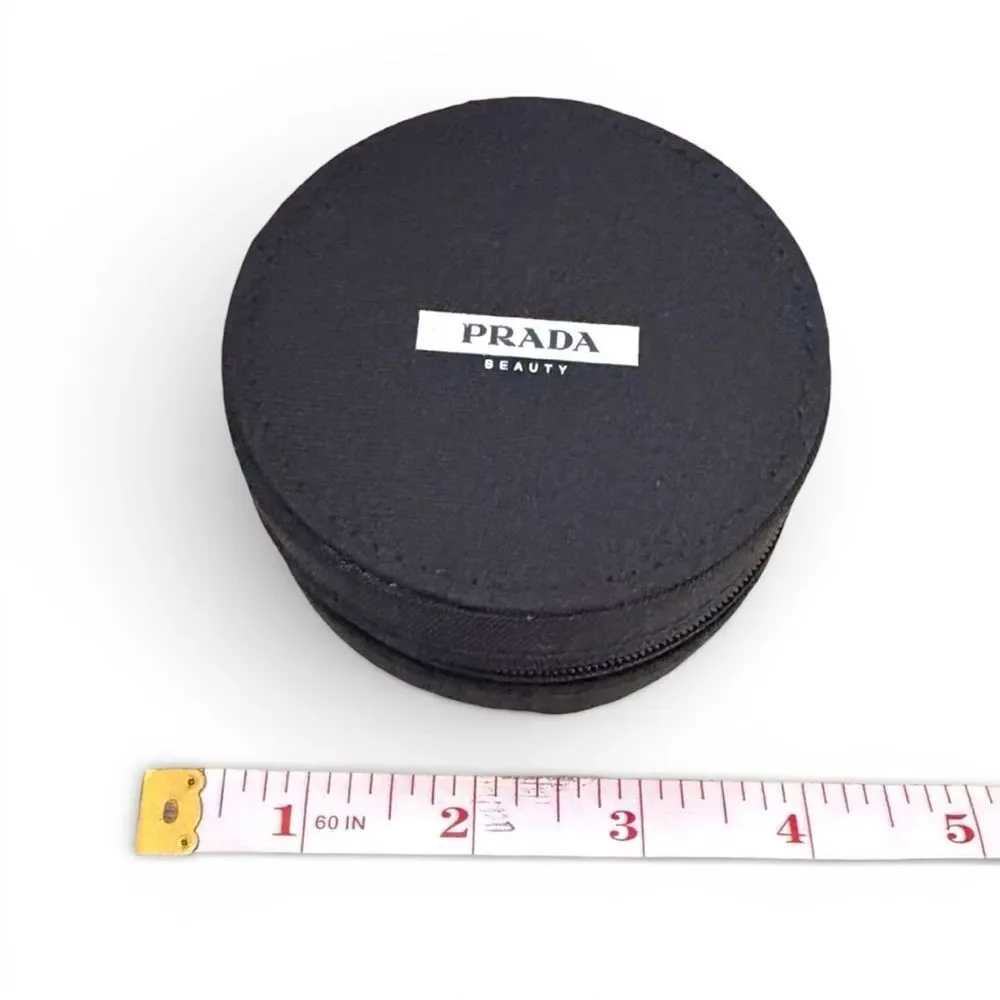 Prada Black Round Zip Cosmetic Case